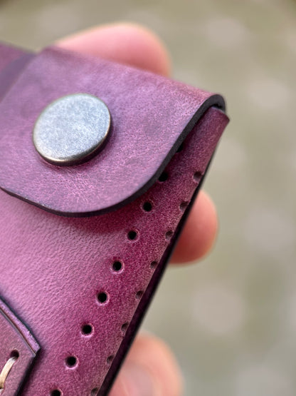 Purple Leather Cardholder Coin with Skeleton embossing
