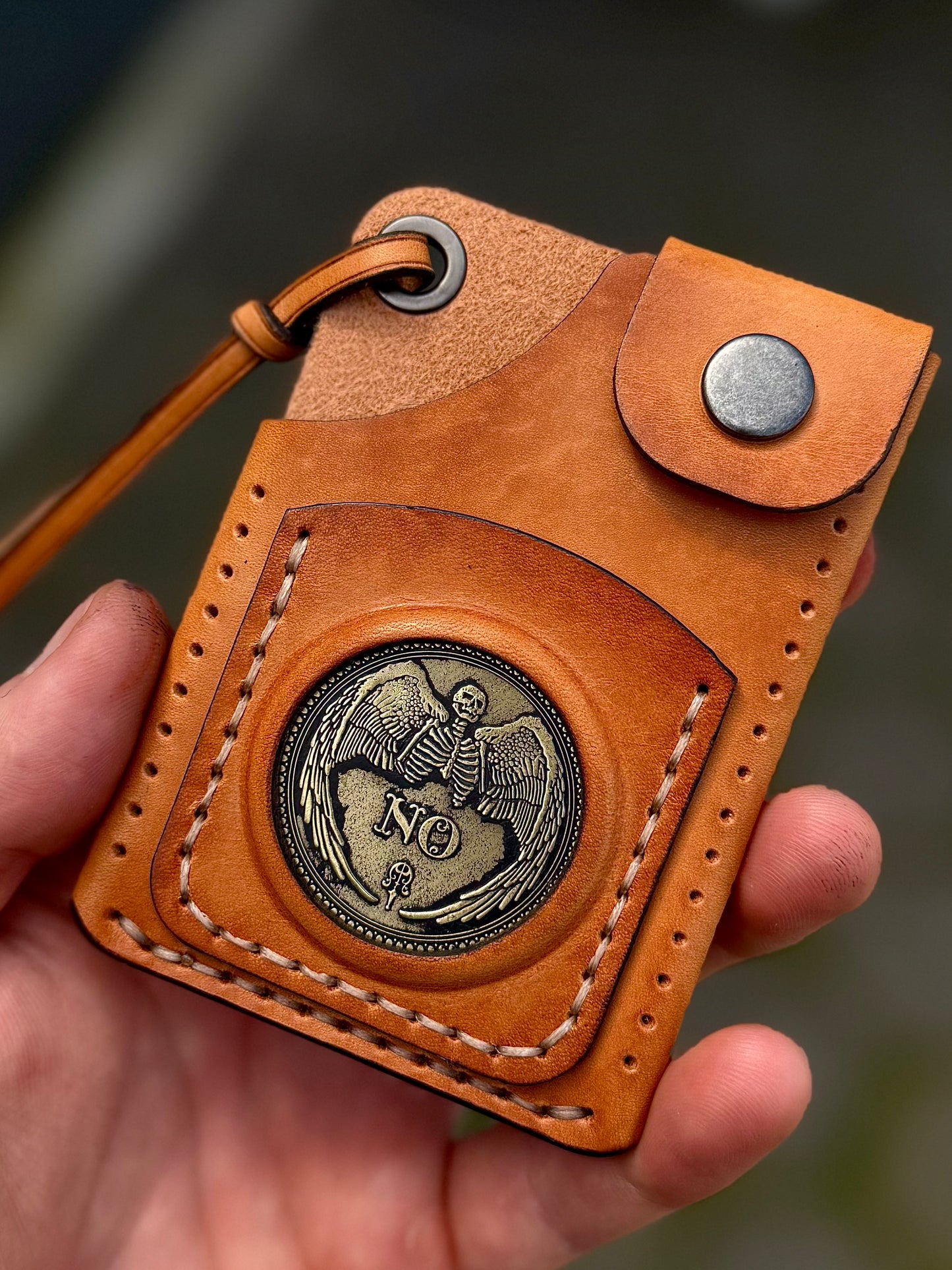 Cotto Leather Cardholder Coin  with Skeleton embossing