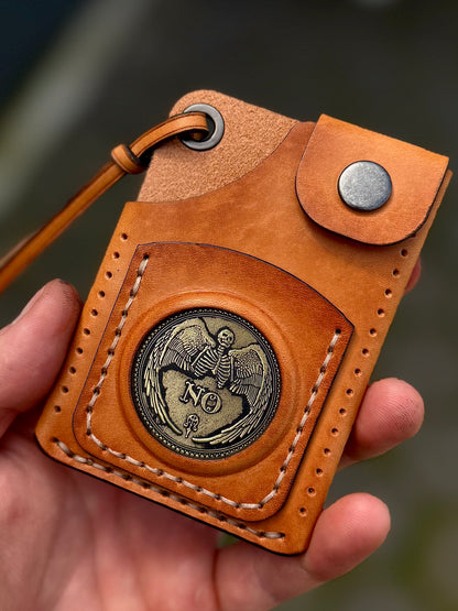 Cotto Leather Cardholder Coin  with Skeleton embossing
