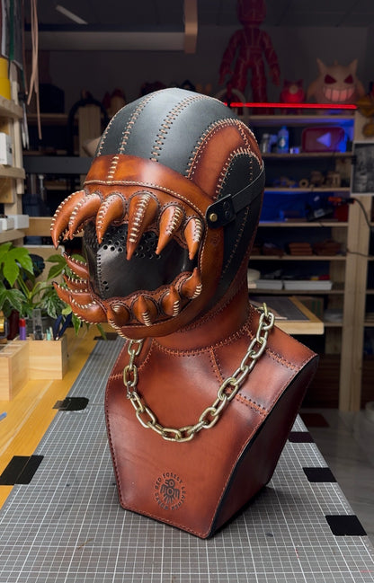 Leather Mask with Bust | Handmade Leather Sculpture
