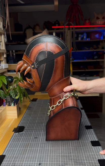Leather Mask with Bust | Handmade Leather Sculpture