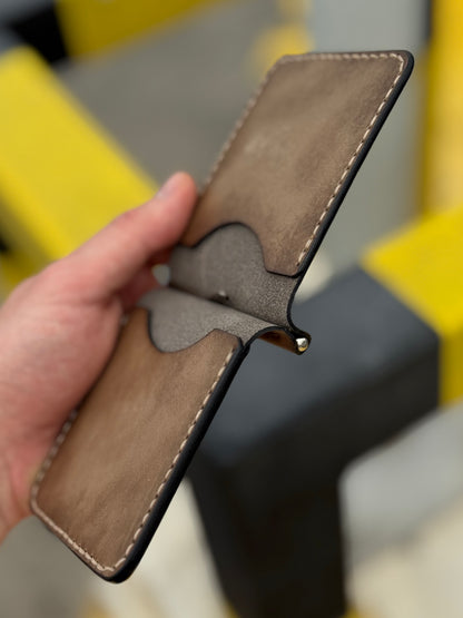 Handmade Leather Wallet with Skeleton Embossing | Slim Bifold Card Wallet