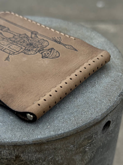 Handmade Leather Wallet with Skeleton Embossing | Slim Bifold Card Wallet