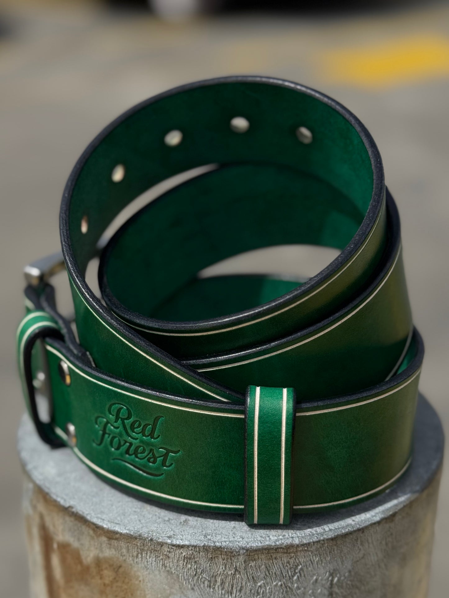 Brown Leather Belt Green