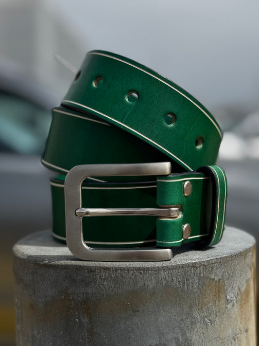 Brown Leather Belt Green