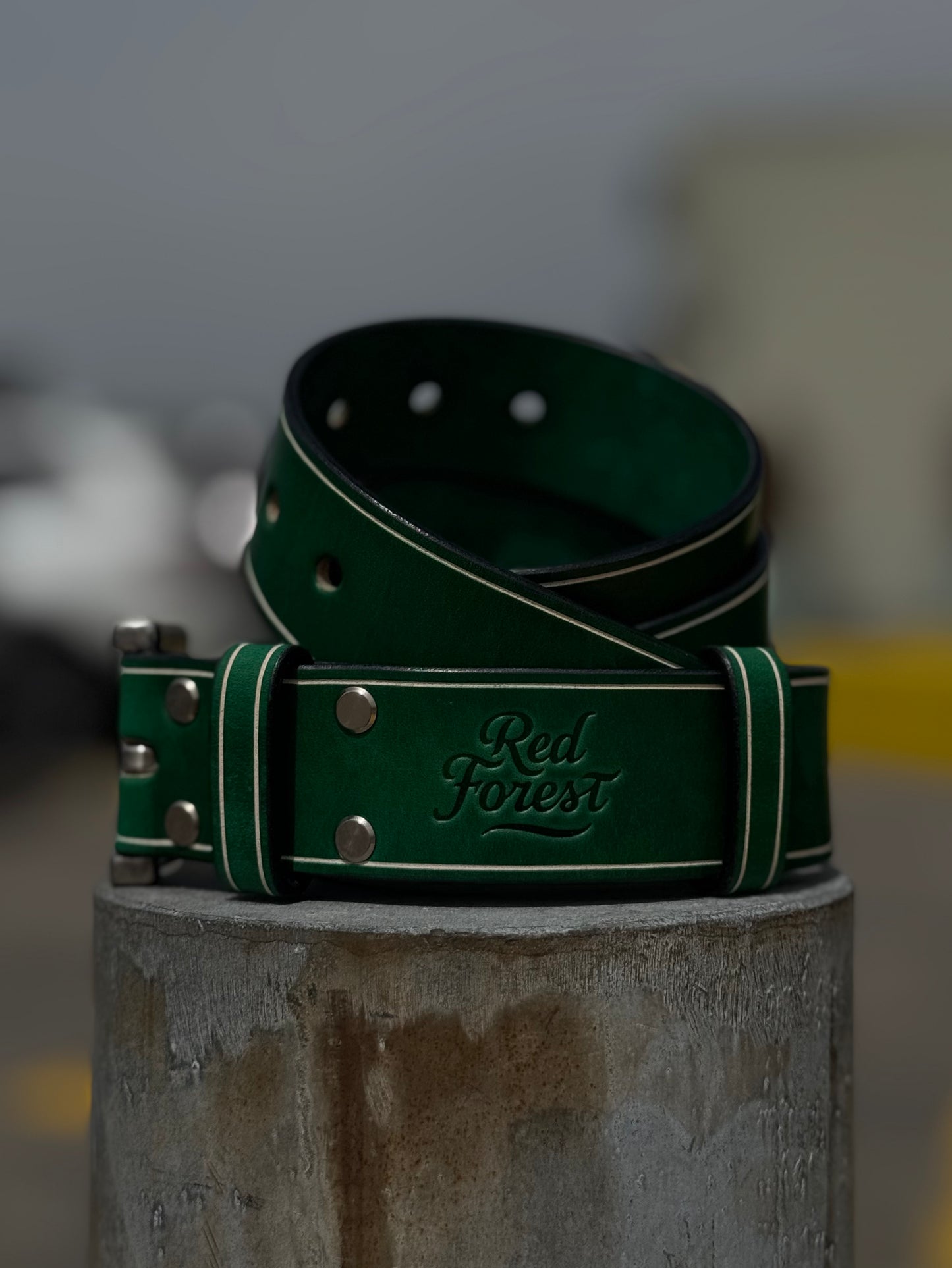 Brown Leather Belt Green