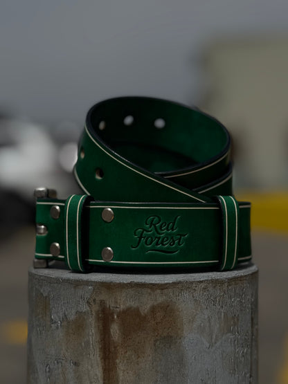 Brown Leather Belt Green