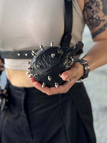 Leather Harness with Two Black Fish Charms