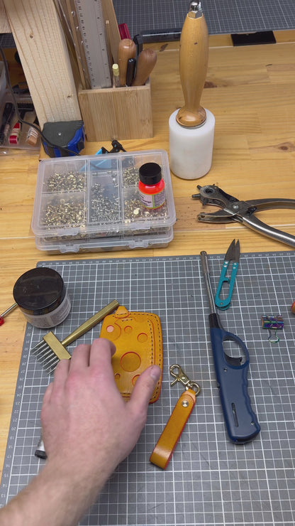 Handmade Cheese-Shaped Leather Cardholder | Unique Design